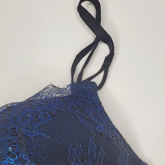 Victoria's Secret 32C Bombshell Bra Blue Metallic Foil Crystal Swarovski Crystal - Picture 6 of 10
